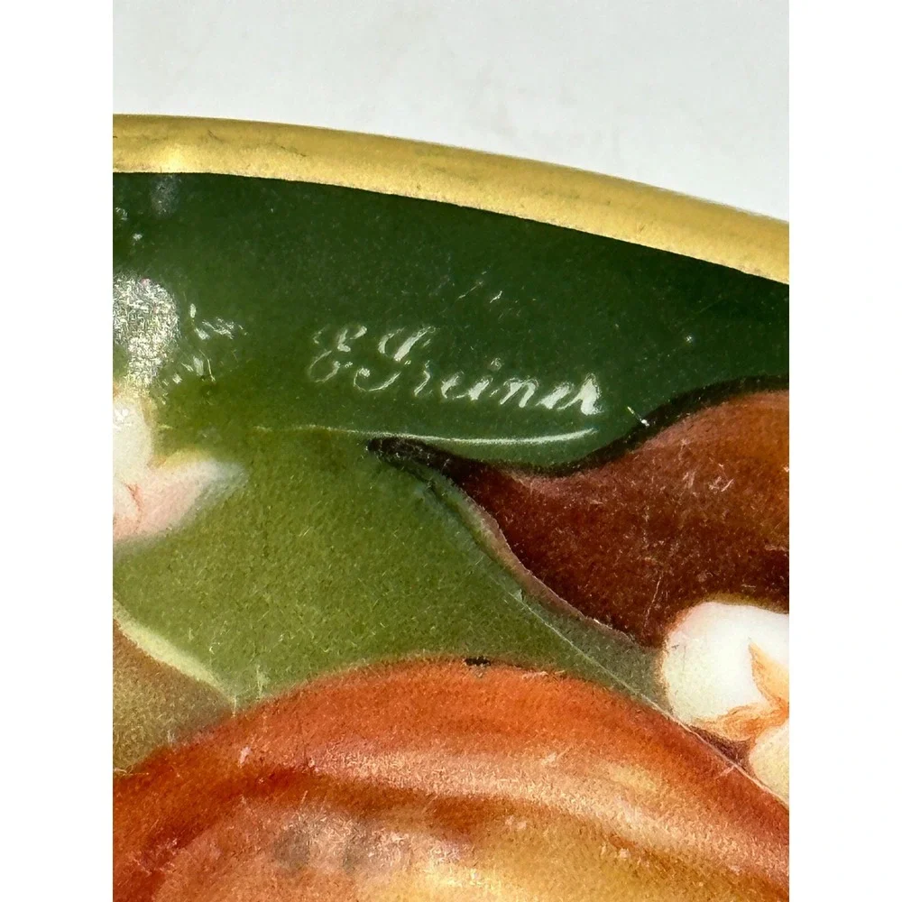 Antique Thomas‎ Bavaria Granada Hand Painted Fruit Bowl Signed E Greiner c1920